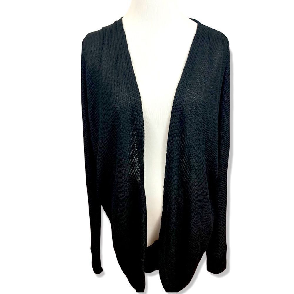 Vera Wang Princess black dolman sleeve open cardigan duster sweater